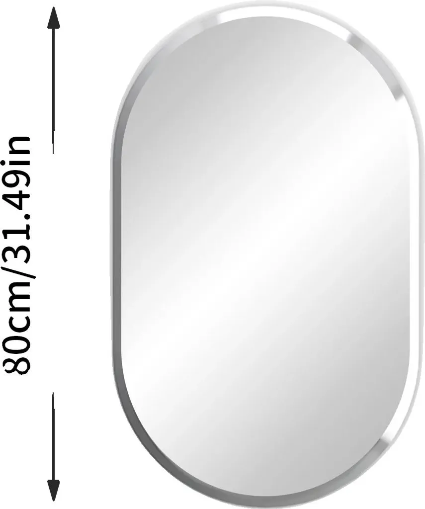 Specchio da bagno, design senza cornice, varie forme, montaggio a parete, ovale lungo 50x80CM