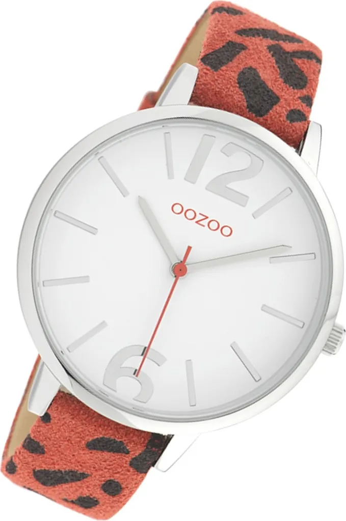 Orologio da polso Oozoo in pelle rossa nera C10194 Orologio analogico da donna UOC10194