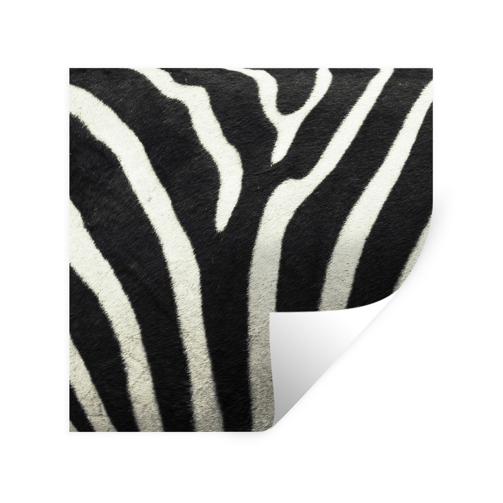 MuchoWow Wandtattoo Wandsticker Wandaufkleber Tiermuster - Zebra - Schwarz - Weiß 30x30 cm Selbstklebend und Repositionierbar - Repositionierbar...