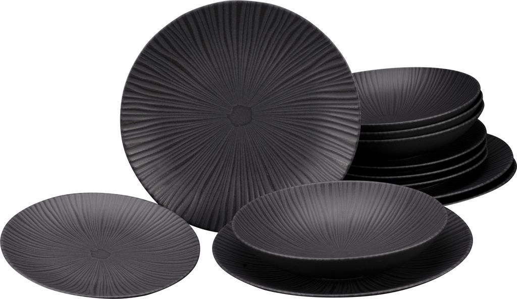 CreaTable, 23211, Vesuvio black, zestaw talerzy 12 szt, Zdjęcie produktu 