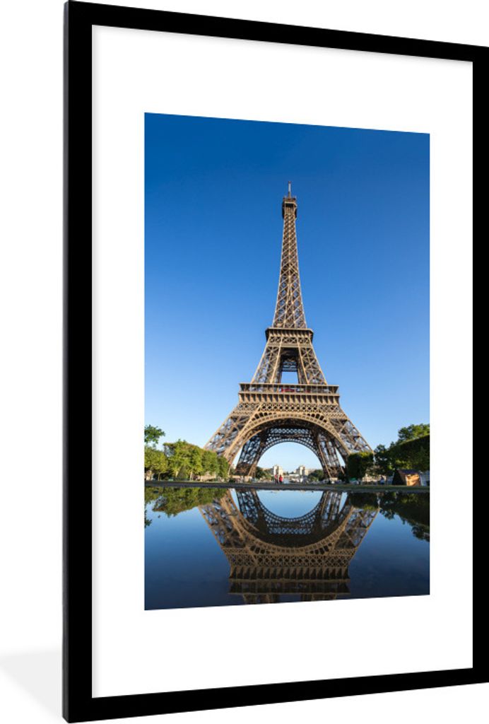 MuchoWow Gerahmtes Poster Originalfoto des Eiffelturms in Paris 60x90 cm - Poster mit Schwarzem Bilderrahmen Wandposter Rahmen Foto Bilder - Deko...