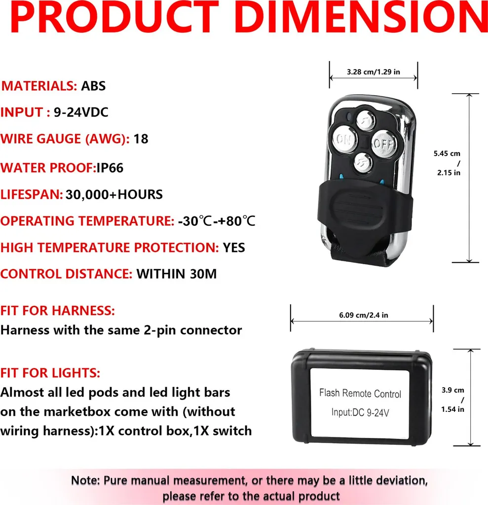 Kit câblage LED pour voiture et 4x4 avec télécommande et câble 18 AWG