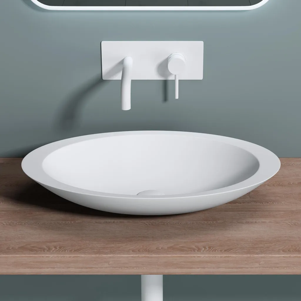 Lavabo vasque à poser 60cm blanc mat Colossum802 design rectangulaire