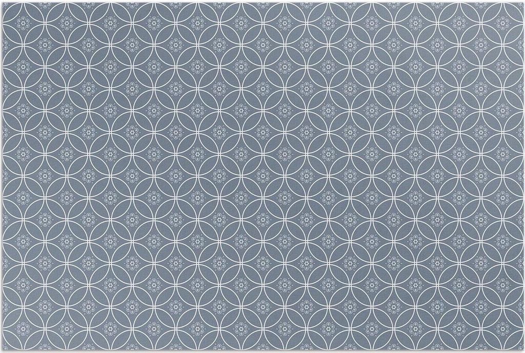Kettenhemdmuster mit regelmäßigen Kreisen und Blumen – Vinylteppich – 80x120 cm – Outdoor Teppich – Terrasse – Wetterfest – Modern
