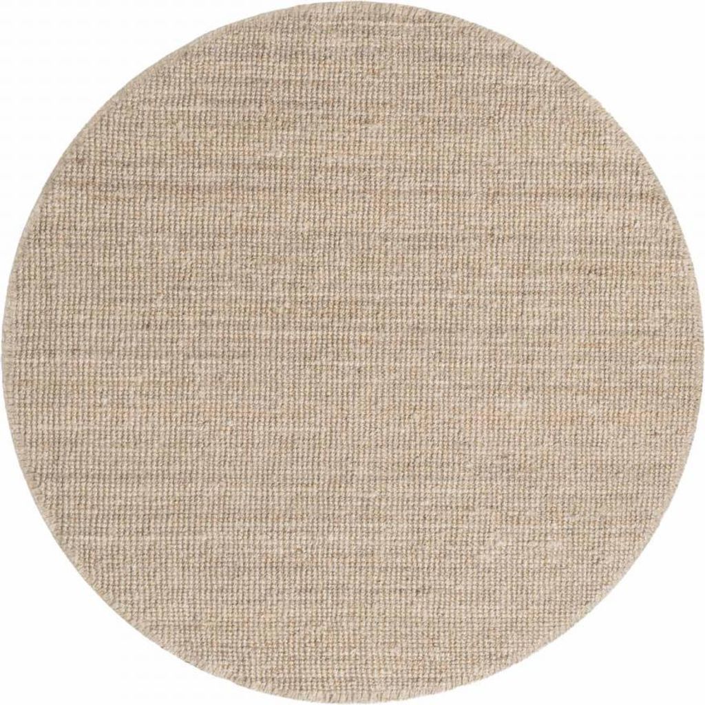 Runder Teppich, runde Form, schlichtes Muster, handgewebt, Jute J