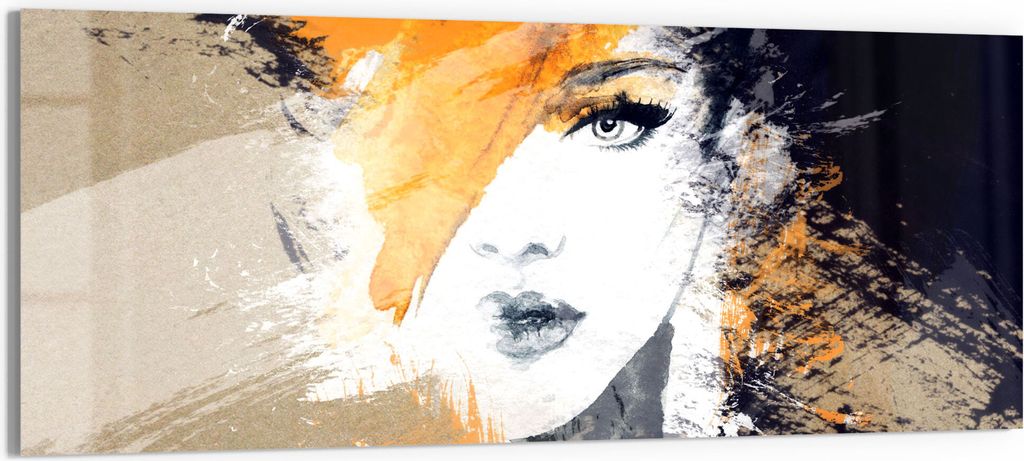 DEQORI Glasbild Echtglas 125x50 cm 'Abstraktes Gesicht' Wandbild Bild modern Deko