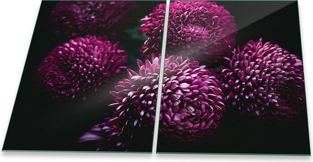 Herdabdeckplatte Glaskeramik 2-Teilig 2x40x52 Blumen Violett Abdeckung Spritzschutz