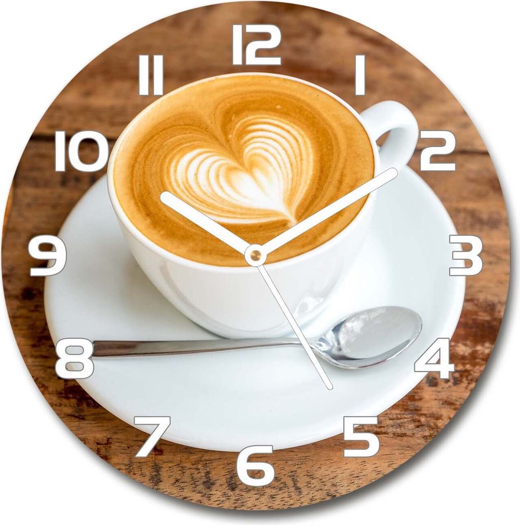 Wanduhr aus Glas 30fi Glasbild Glasuhr Gehärtetes Glas - weisse-zeiger - Coffee in a cup