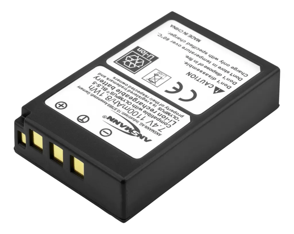 Batterie de secours pour Olympus BLS-5 Ansmann 1100 mAh voyage photo