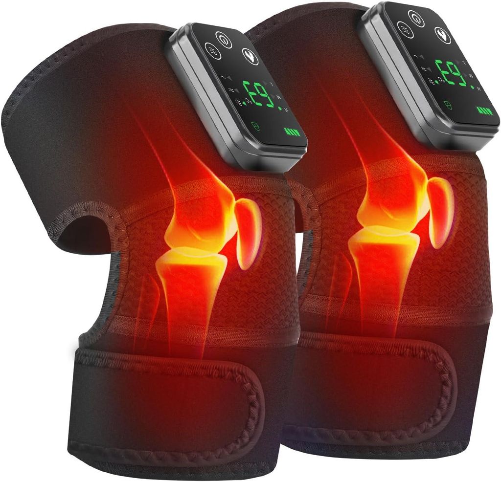 2x Kniemassagegerät Massagegerät Knie Massagegerät Beheizte Schulterstütze Tragbares Massagegerät Heizkissen für Knie Schulter Ellenbogen 3 H...