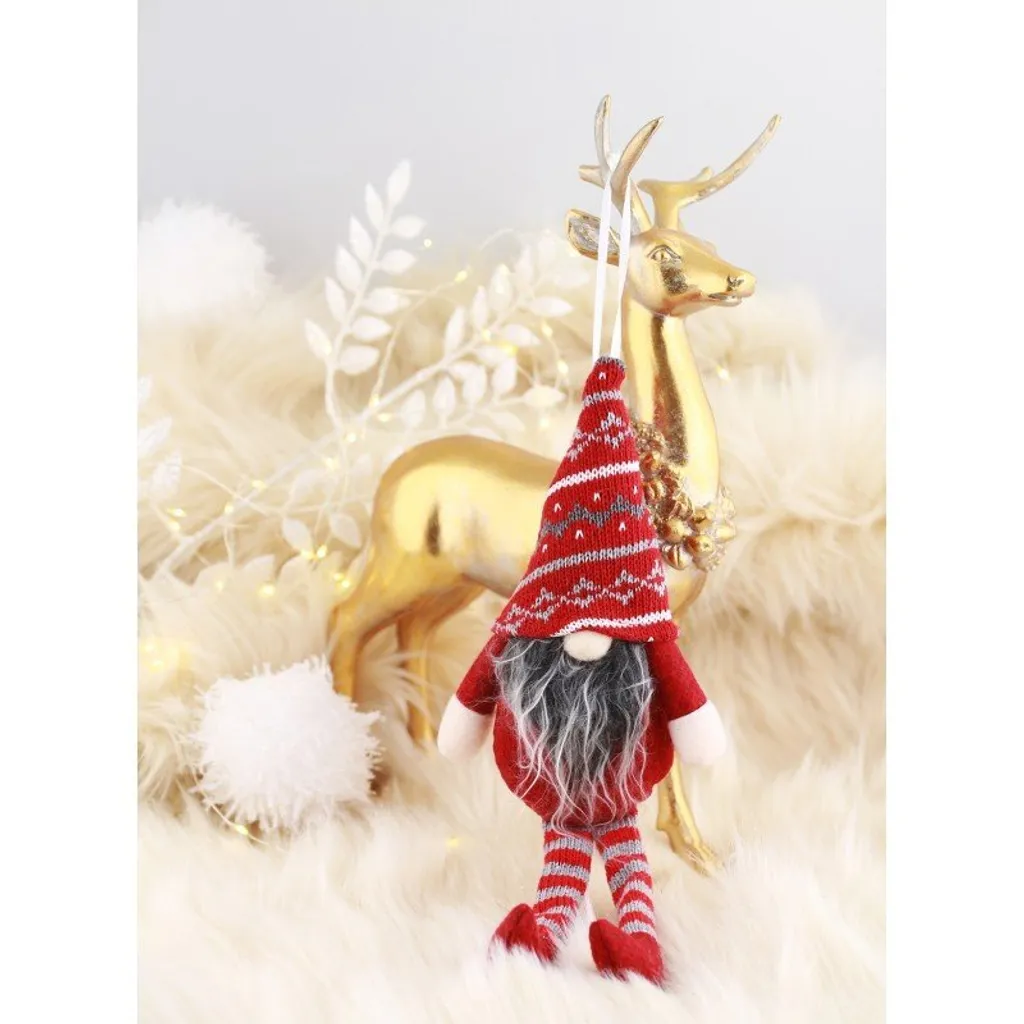 KAMACA Lot de 2 figurines décoratives de lutins en ski - Couple de lutins en tissu - Charme scandinave - Idée de décoration - Décoration d'hiver - Idée de cadeau - Décoration d'hiver Noël - Décoration