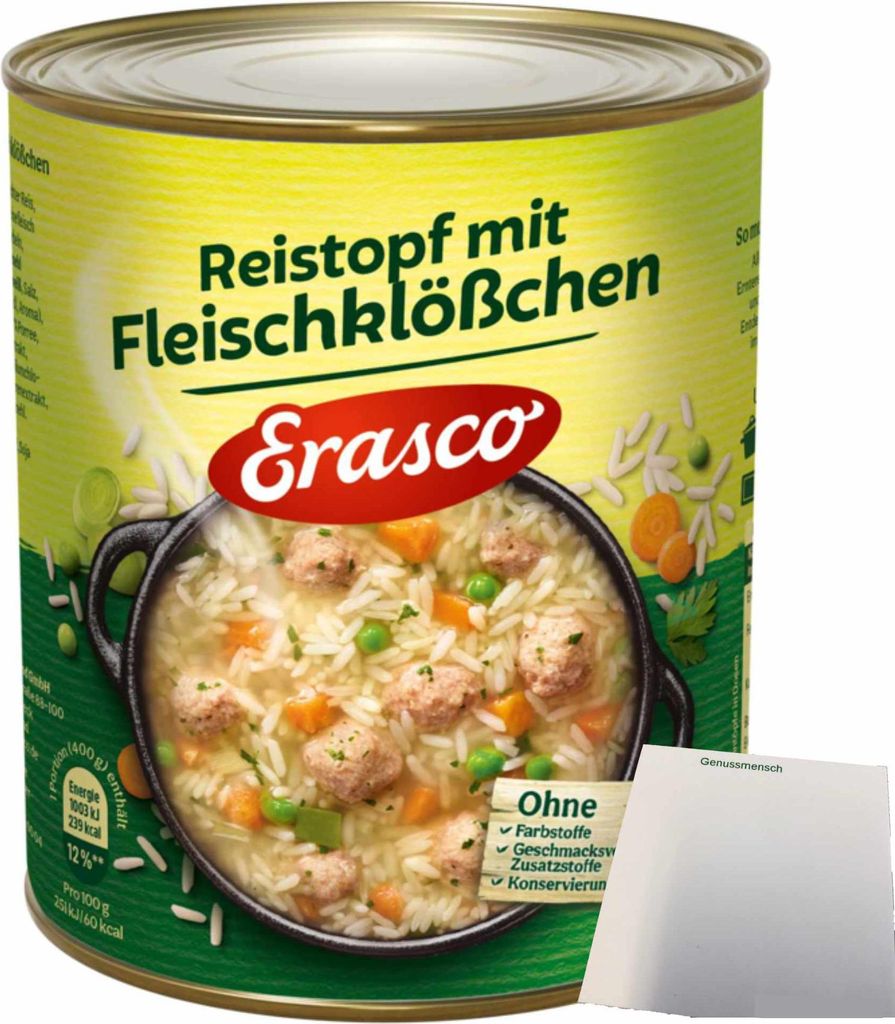 Erasco Reistopf mit Fleischklößchen (800g Dose) + usy Block Produktbild 