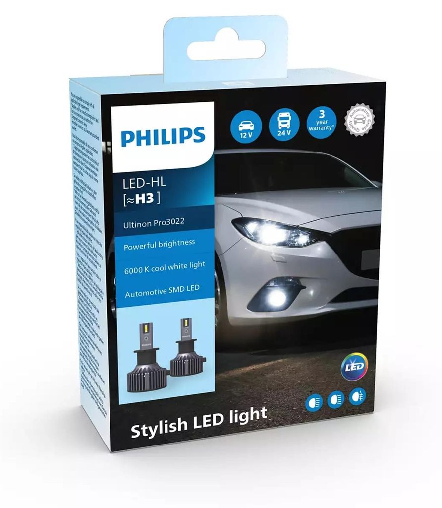Philips H3 HL Ultinon Pro3022 LED 12V/24V 6000K NO ECE 2pcs PH 11336U3022X2