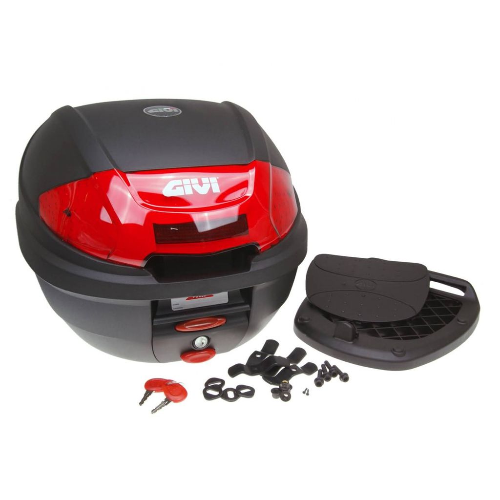 GIVI E300 - Monolock Topcase mit neuem Verschluss, schwarz/rot, 30 Ltr.