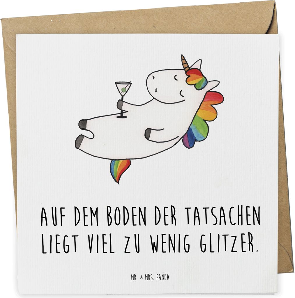 Mr. & Mrs. Panda Glückwunschkarte Einhorn Cocktail - Weiß - Geschenk, anlasskarte, Einhörner, faltkarte, Klappkarte, Spruch, Grußkarte, Cuba Li...