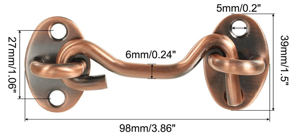 3" Haken ?se Verschluss 2 Pack Kohlenstoffstahl Datenschutz Haken und ?se Verschluss Torschloss fš¹r Fenster Schiebetš¹r Scheunentš¹r Rot Bronze