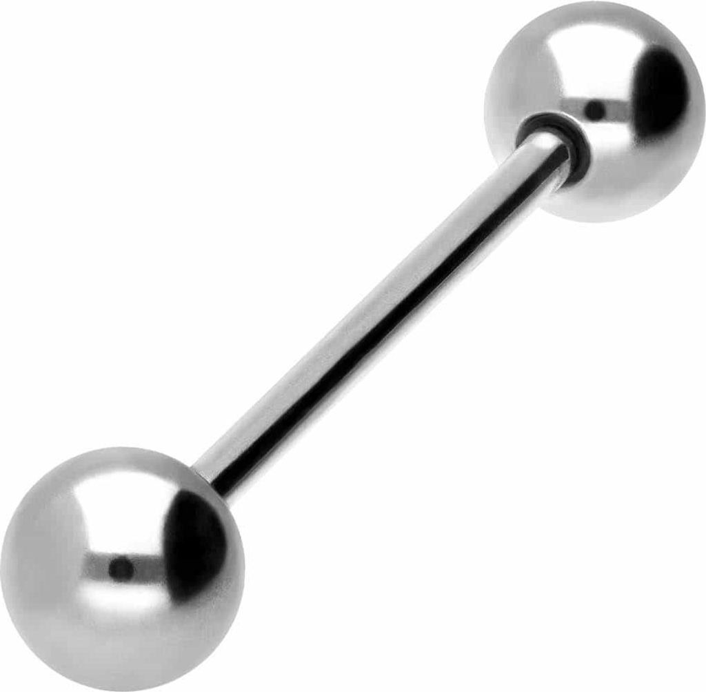 Zungenpiercing, Intim-Piercing Titan Barbell Silber Stablänge: 22mm + Stabstärke: 1,6mm + Kugelgröße: 6mm