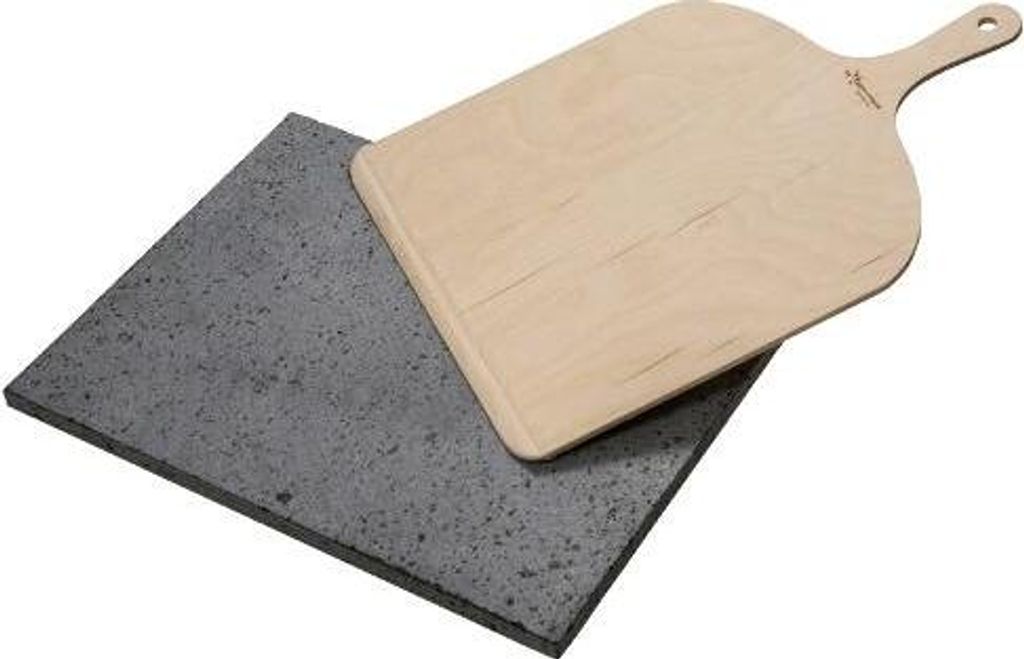 Pizzaset ETNA Lavastein 30x38cm mit Buchenholz Produktbild 