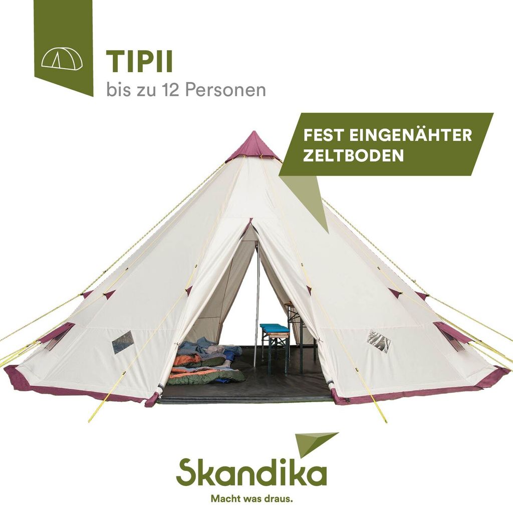 Wigwam Tipi Indianerzelt SKANDIKA Tipii 12 personen teepee Produktbild 2