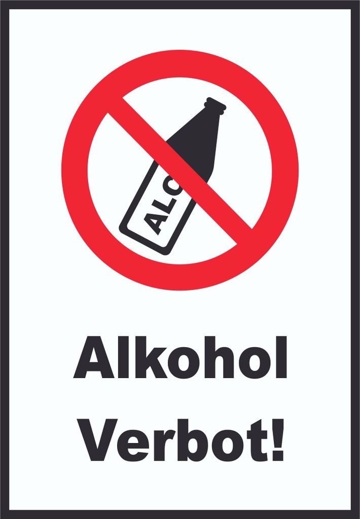 Alkohol verbot Schild A6 Rückseite selbstklebend