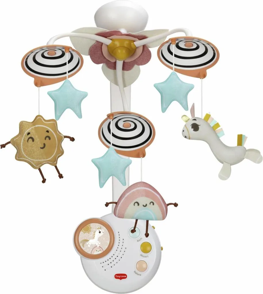 Mobile pour Endormir Bébé Tiny Love Carrousel de Lit Licorne Rose