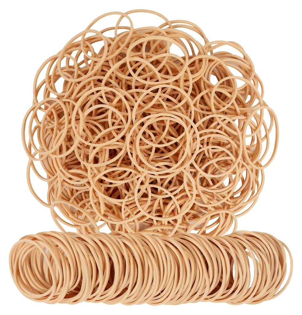 Gummibänder, 60 mm, Nettogewicht 190 g, elastisch, beige, Bürobedarf