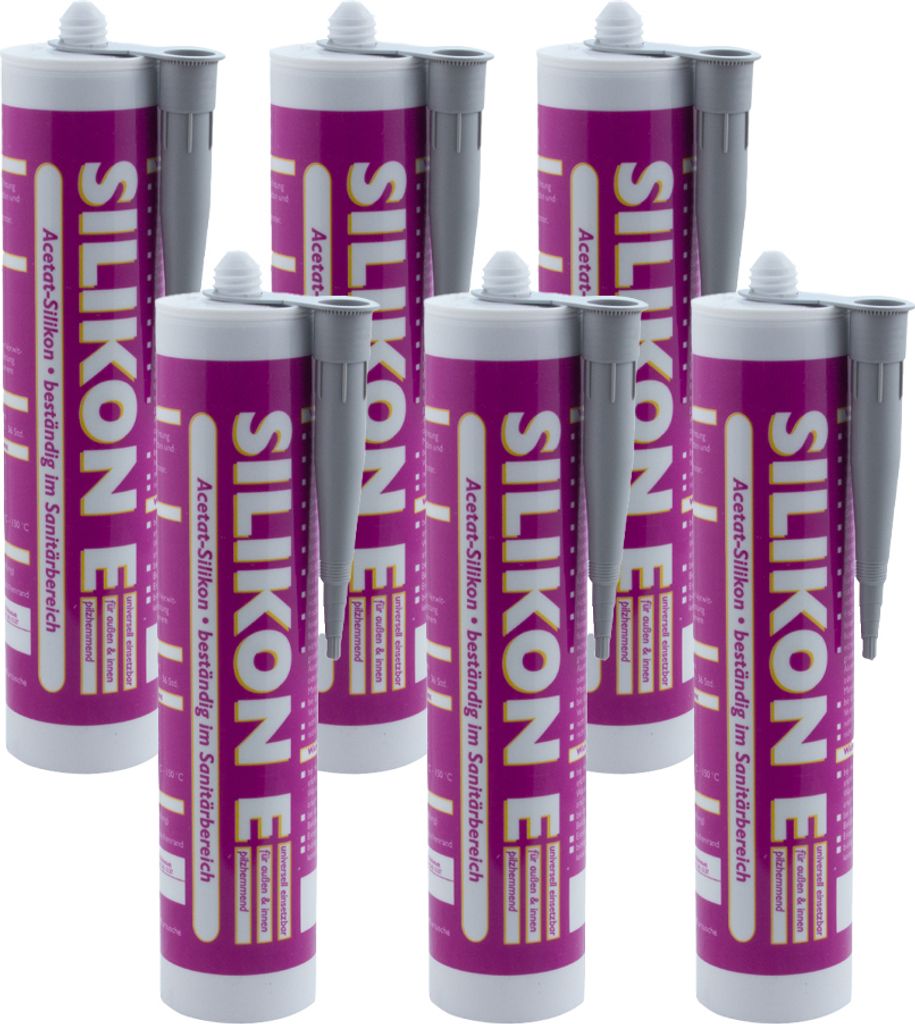 ARLI SET: 6x Silikon 310ml grau Universal Sanitär Bad Produktbild 