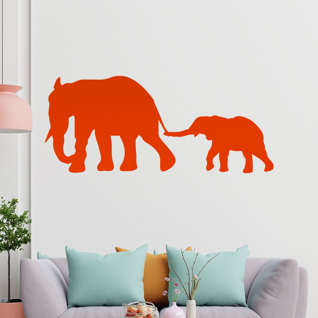 KIWISTAR Zwei Elefant Dickhäuter Wandtattoo in 6 Größen - Wandaufkleber Wall Sticker - Dekoration, Küche, Wohnzimmer, Schlafzimmer, Badezimmer