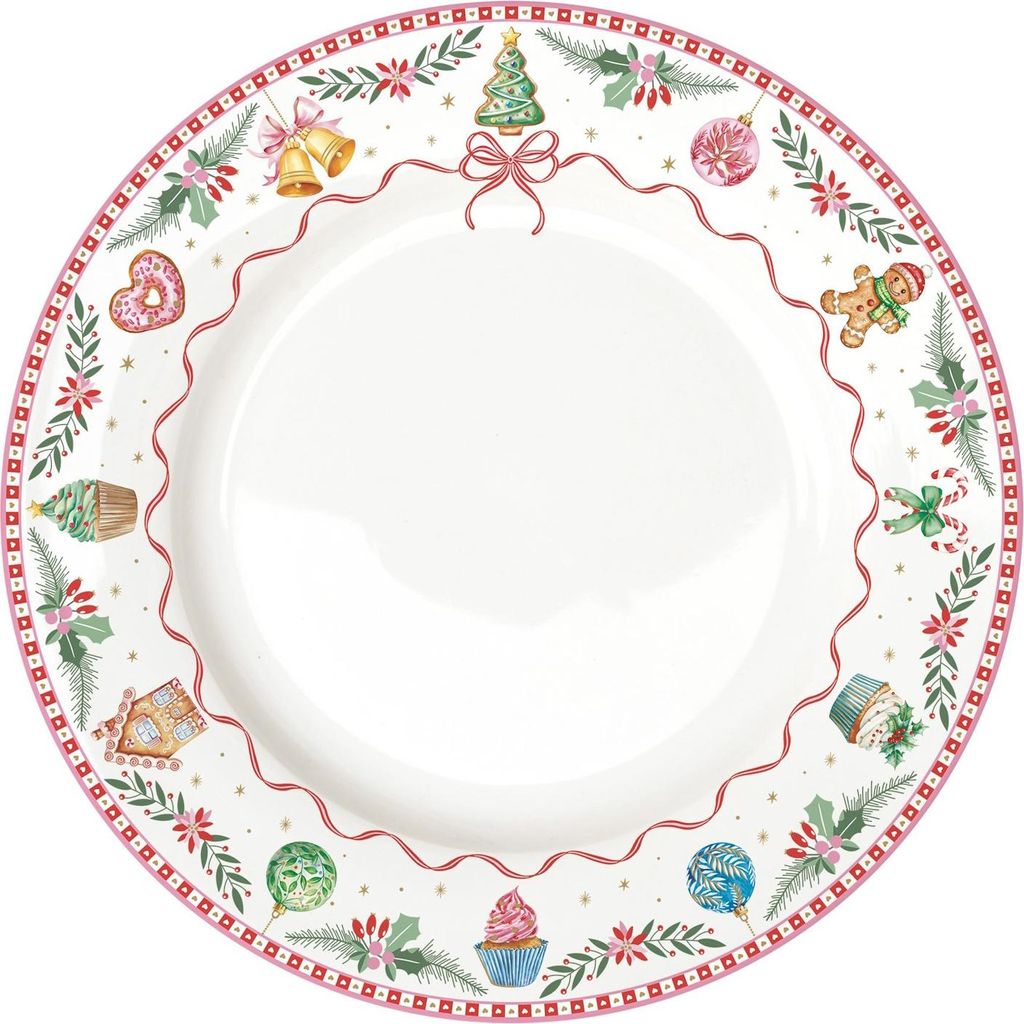 Speiseteller Sweet Christmas Lebkuchen D. 27cm aus Porzellan Easy Life