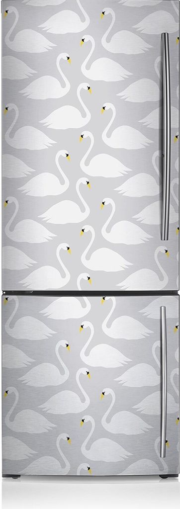 Kühlschrank Aufkleber Kühlschrankmagnete Dekoration Kühlschrankfolie 60x205 cm - Weiße Schwans.