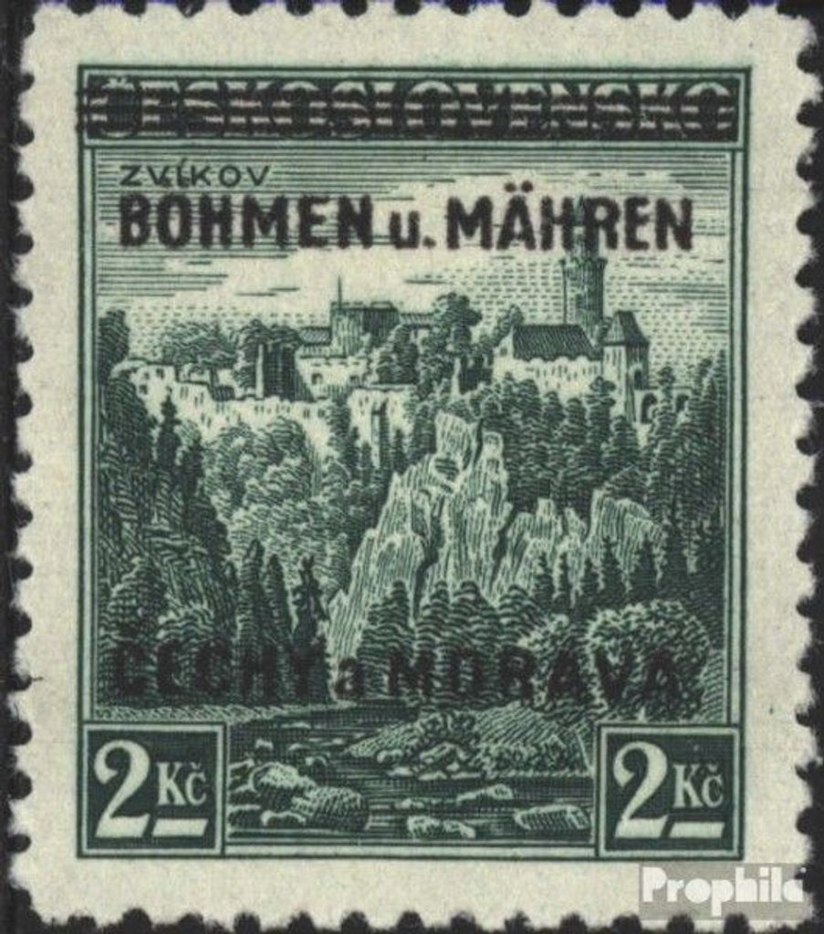 Briefmarken Böhmen und Mähren 1939 Mi 14 Stempel nicht prüfbar gestempelt Aufdruckausgabe