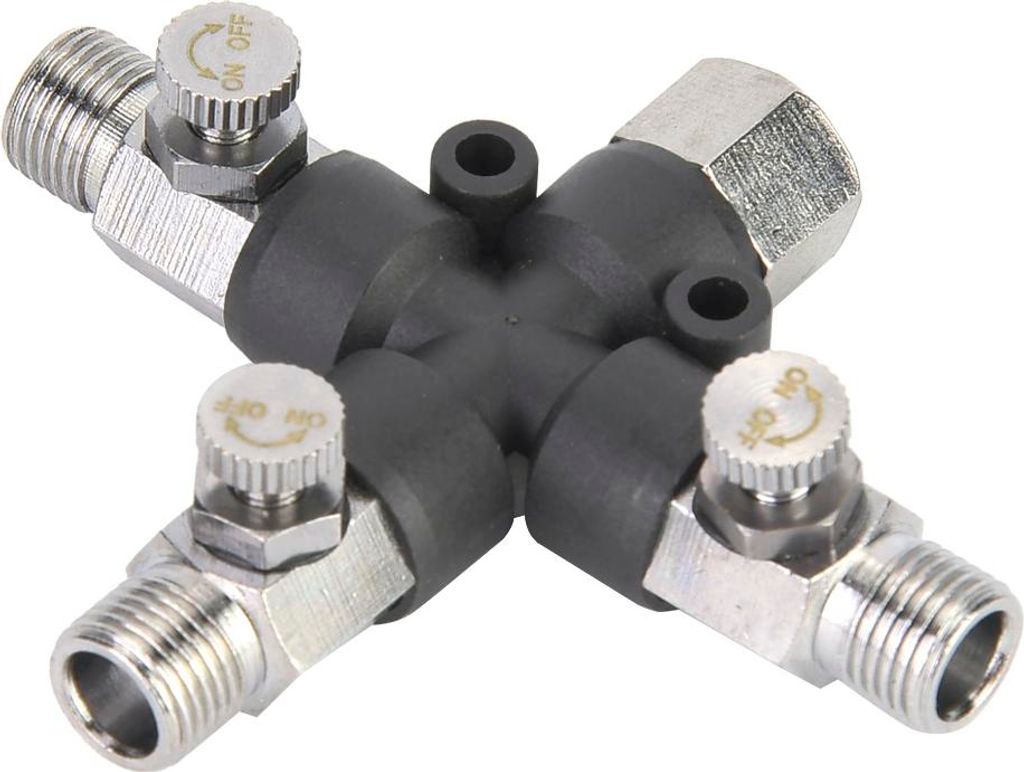 1/8 Dreiwege-verstellbarer Metall-Luftschlauchverteiler Airbrush-Anschlussstück Verbindungszubehör