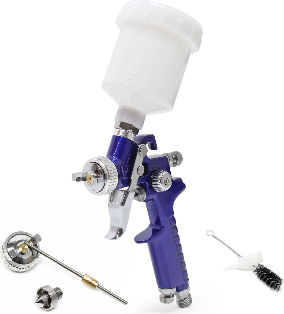 Wiltec HVLP Lackierpistole H2000P, 0,8 mm 0,5 mm Düse, 125 ml Becher, 280 mm Strahlbreite, Spritzpistole Sprühpistole Airbrushpistole