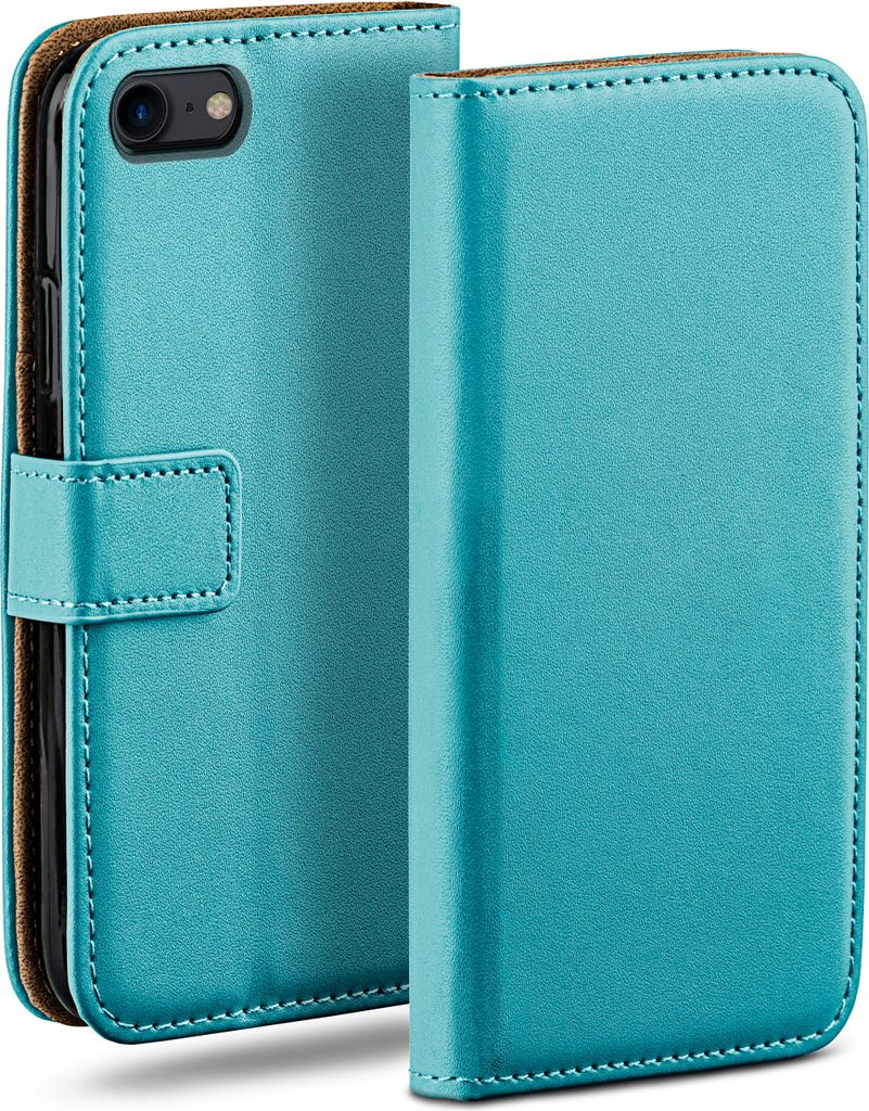 moex Book Case kompatibel mit Apple iPhone 7 / iPhone 8 - Hülle 360 Grad klappbar, Türkis