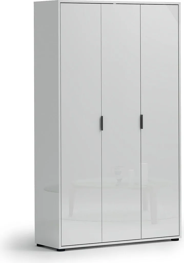 Cabinet Blanc Brillant Teolo 107x180 cm avec Grands Tiroirs de Qualité Italienne