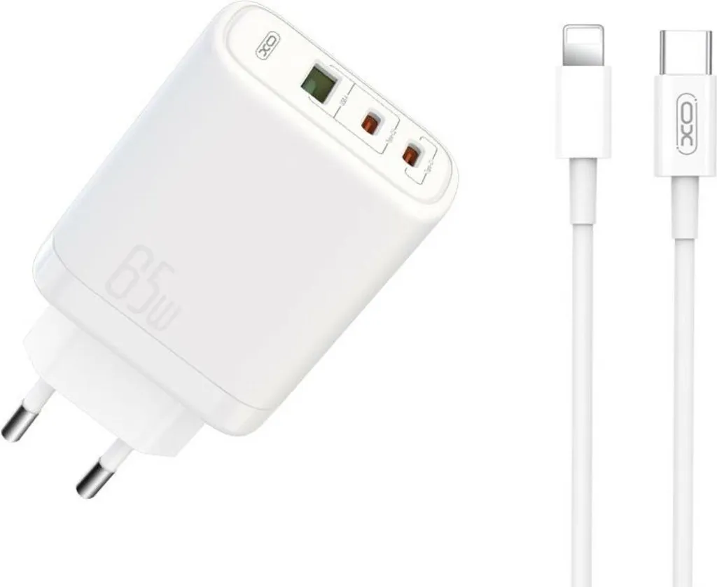 XO CE04 Caricabatterie Muro 65W Bianco: Sicurezza e Velocità per iPhone