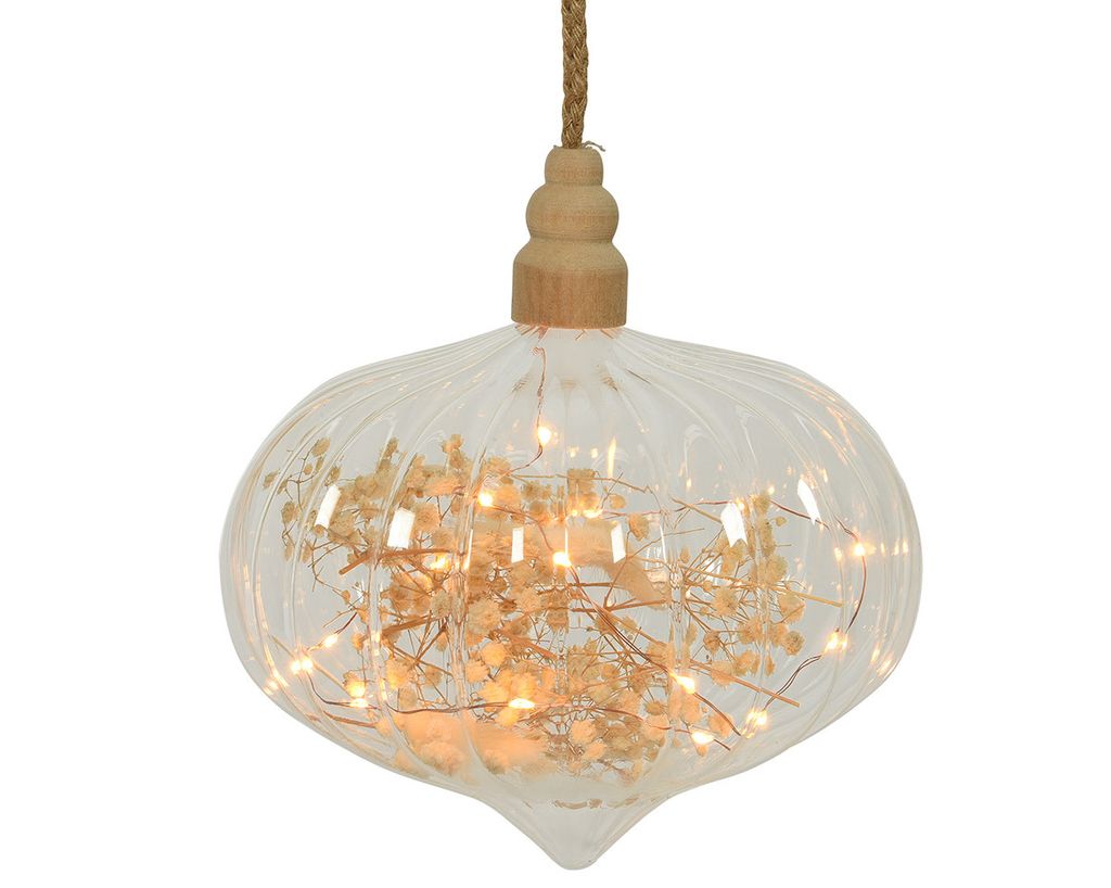 Gilde 15 LED Hängetropfen "Nature" Glas klar, natur 99310