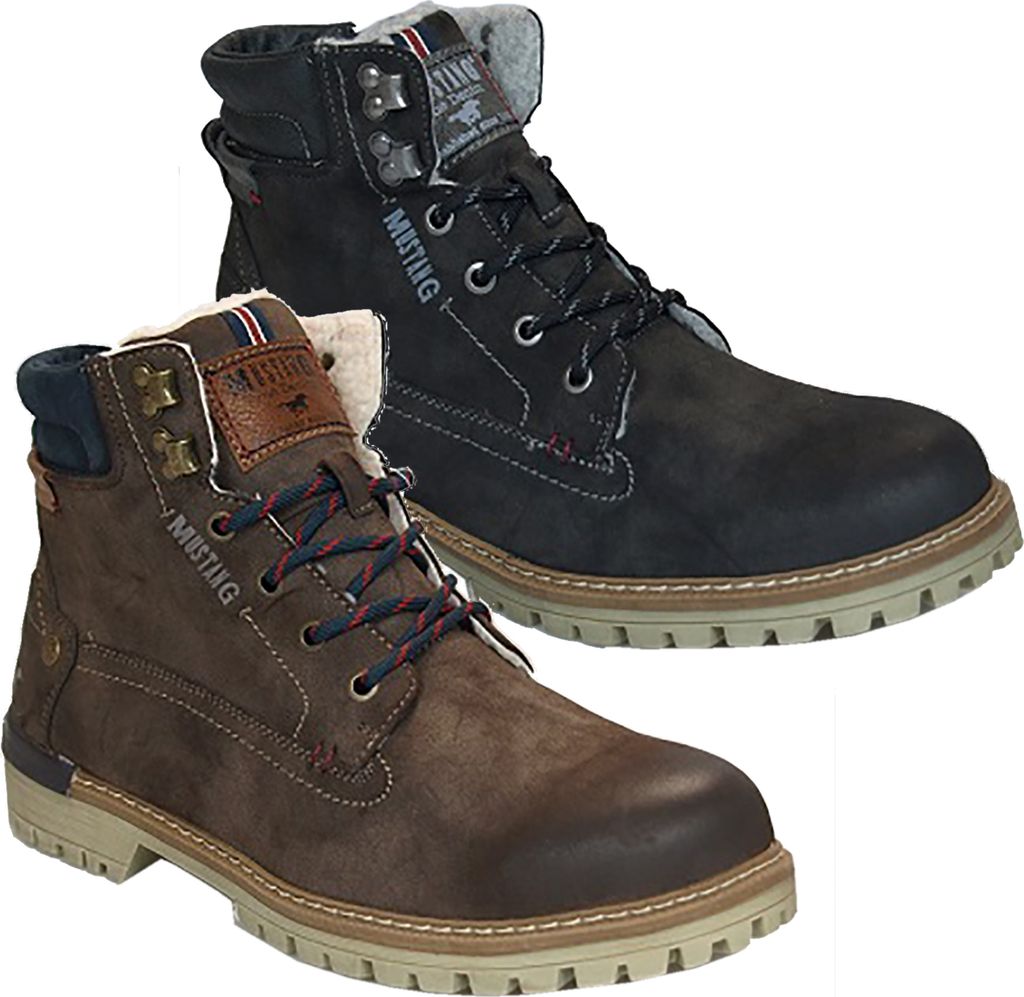 Mustang Schuhe Herren Stiefelette Schnürboots 4142-602 , Größe:45 EU, Farbe:Braun