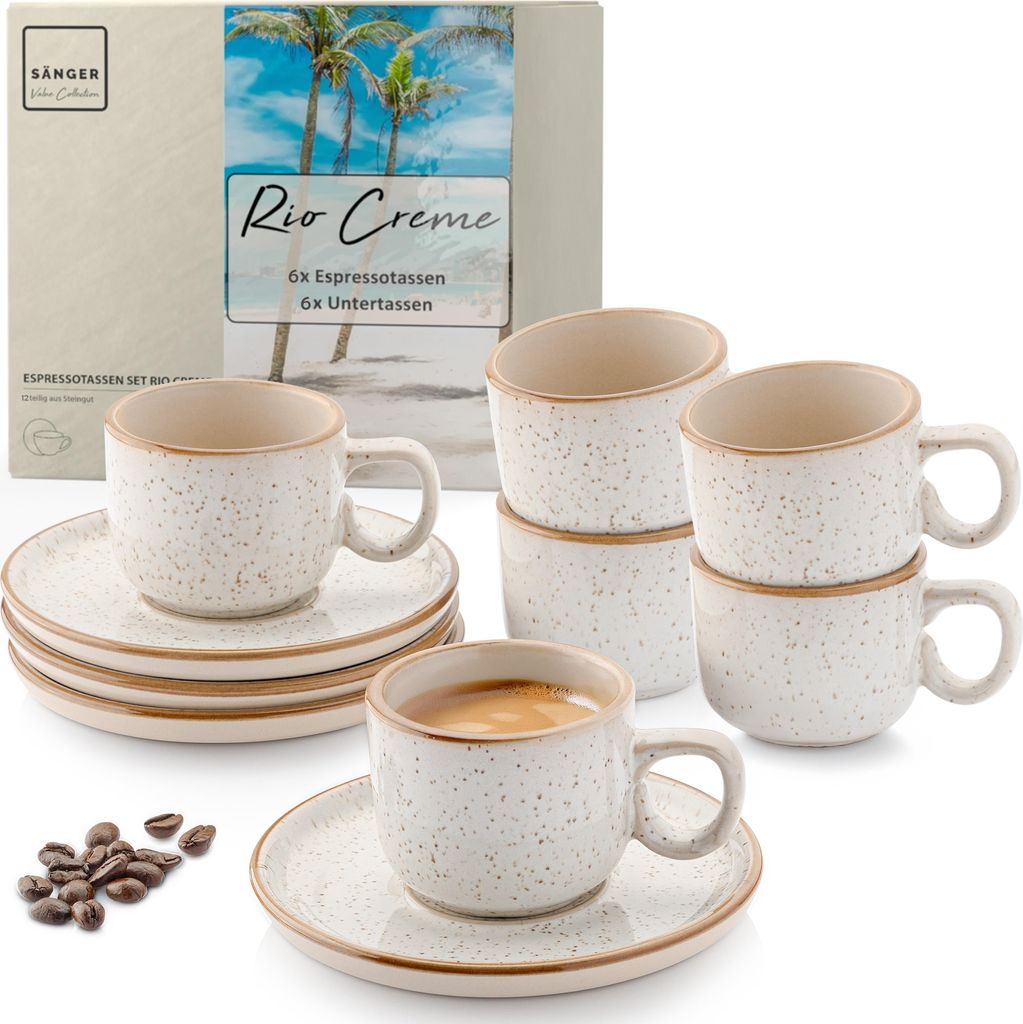 SÄNGER Espressotassen Set Rio Creme 12 teilig für 6 personen
