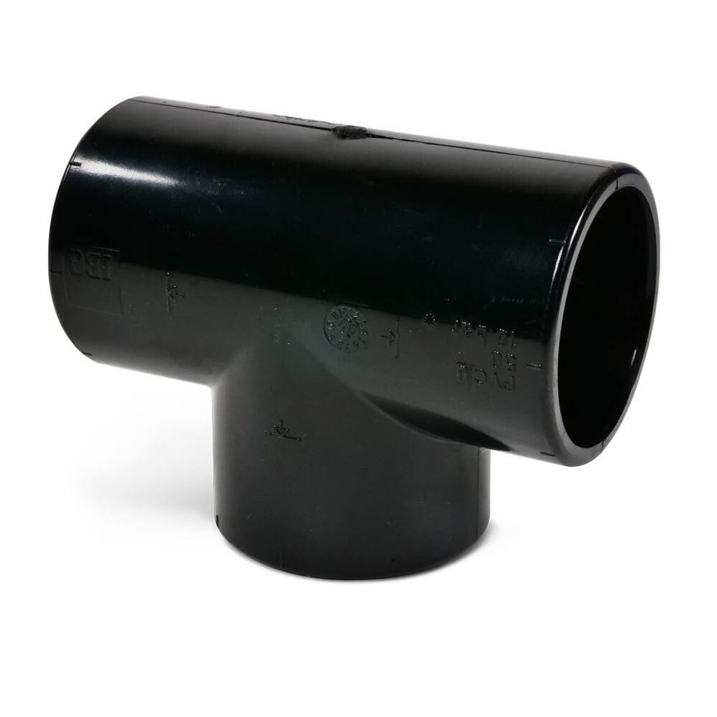 PVC T-Stück d 50 schwarz 90° Klebemuffe UV-stabilisiert für Pool Solarheizung