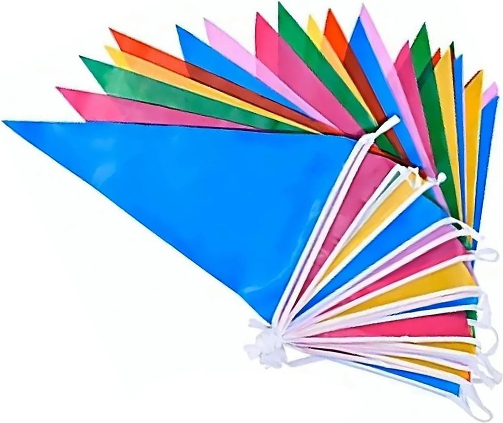 10 Stück bunte Wimpelketten, 50 m Länge, zur Dekoration im Freien