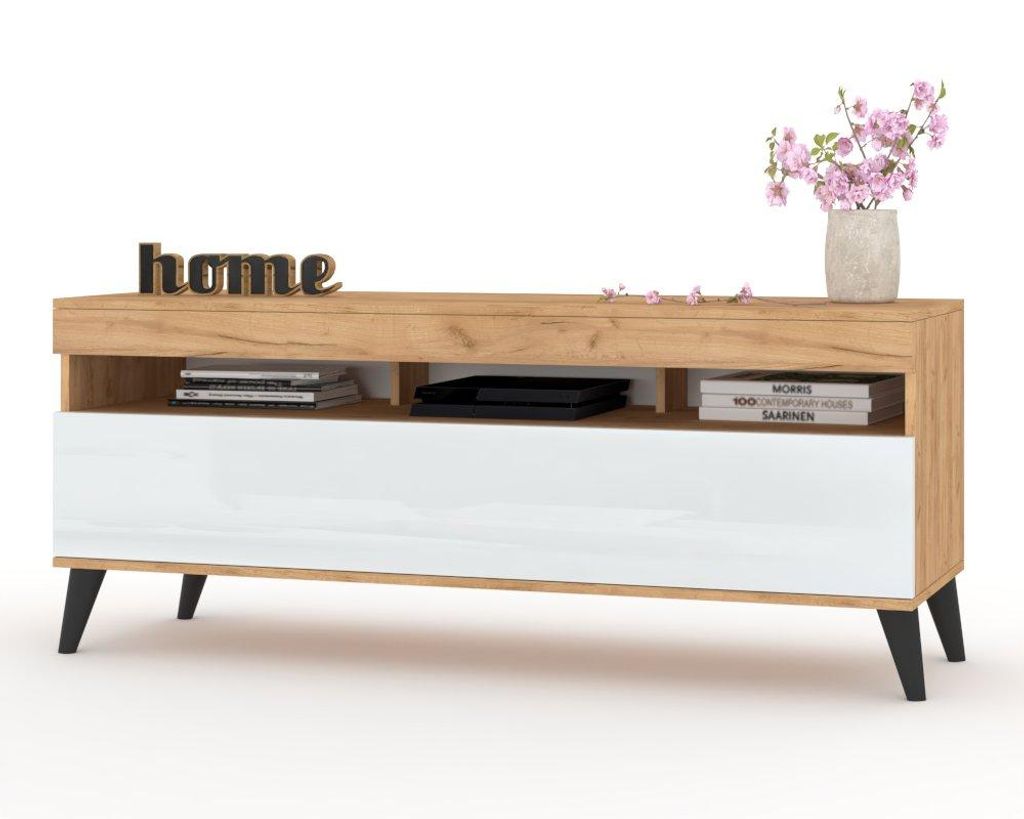 TV-Lowboard Fernsehschrank PLAY STEHEND Craft Eiche/Weiß Produktbild 