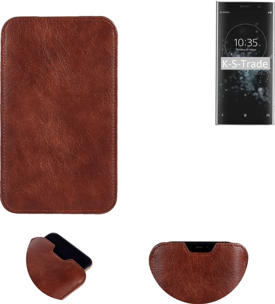 K-S-Trade Schutzhülle Handyhülle kompatibel mit Sony Xperia XA2 Plus Handytasche Kunstleder Sleeve in braun