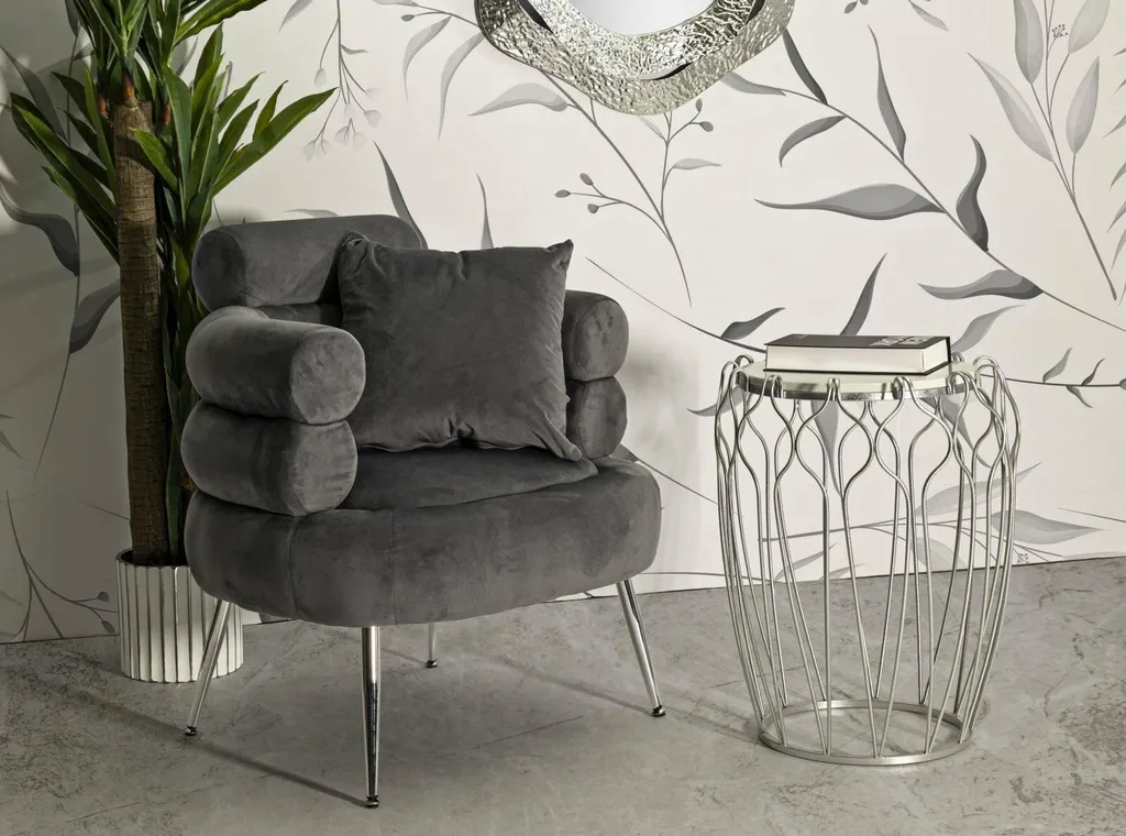 Petite Table Basse Argentée Châteaux pour Salon avec Range-Magazines - 2