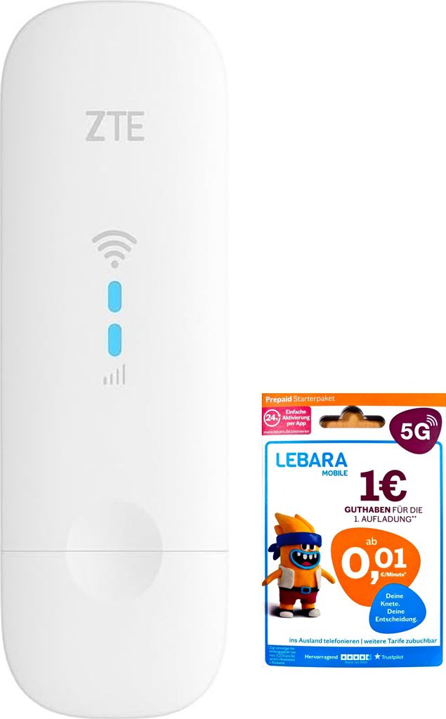 ZTE MF79U Surfstick CAT4 4G LTE WLAN-USB-Modem 150 Mbit/s inkl. Lebara SIM Karte