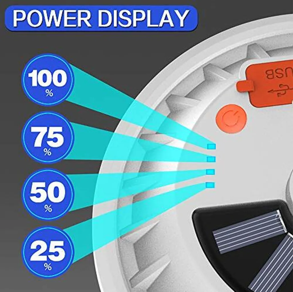 Lanterna da Campeggio Solare LED Ricaricabile con Telecomando e USB - 4