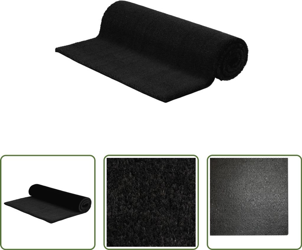 The Living Store Fußmatte Schwarz 100x300 cm Kokosfaser Getuftet