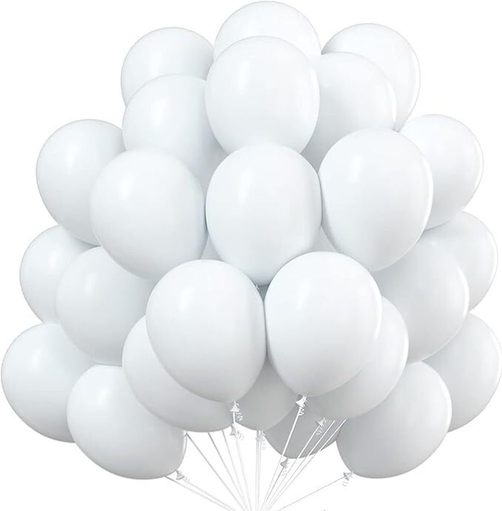 50x Luftballons Ballons Luftballon Luft, Helium weiß Hochzeit Deko