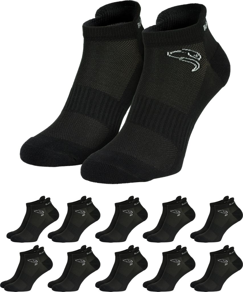 10 Paar Sneaker Socken Sport - Herren Damen - Atmungsaktiv, leicht und bequem - Schwarz - 39/42