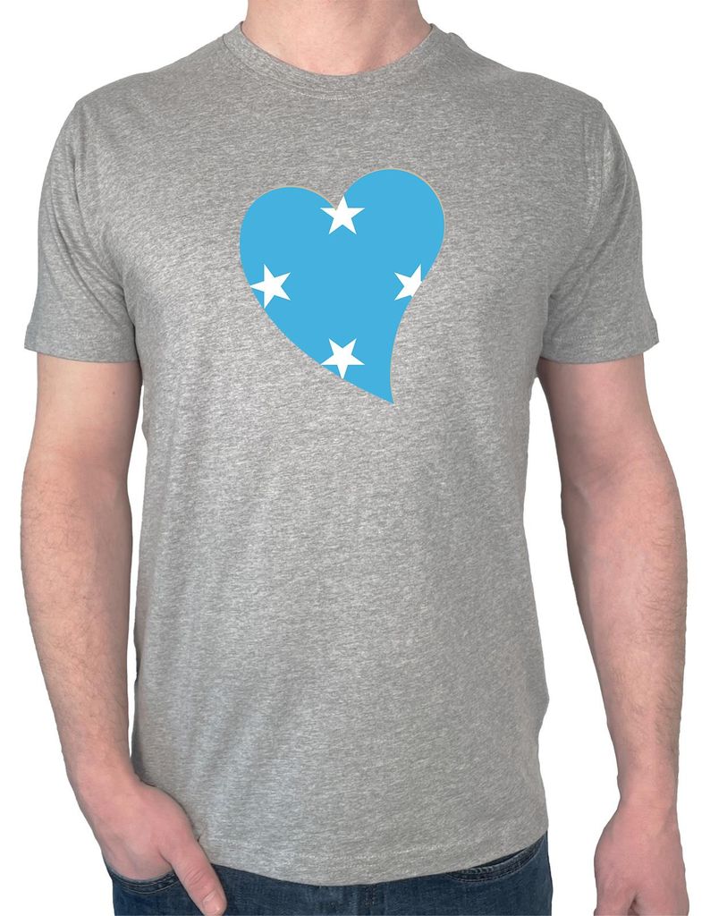 Huuraa Herren T-Shirt Mikronesien Flagge Herz 3XL Sport Grey Bio Baumwolle Fairtrade Herrenshirt Geschenkidee
